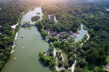 Wall Mural - Aerial photography of Slender West Lake Park scenery in Yangzhou, China