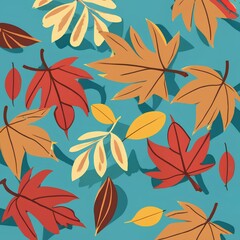 Wall Mural - seamless background with autumn leaves