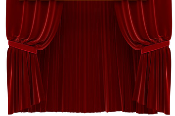 Wall Mural - digital png illustration of red velvet curtains on transparent background