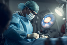 A Surgeon Performing An Operation In An Operating Room