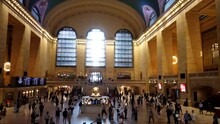 Manhattan, NY, USA - Jun 21, 2023: Motionlapse Of Grand Central Terminal Interior