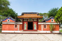 Building View Of The Temple Of The Five Concubines (Wufei Temple) In Tainan, Taiwan.