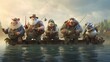Group of enthusiastic anglers embark on a friendly fishing competition. The atmosphere is relaxed, with playful competitiveness. Generated by AI.