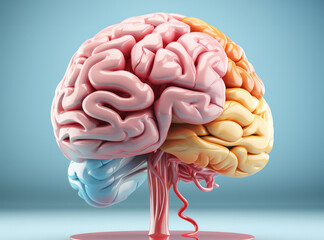 Aufkleber - Brain clipart with pastel background, Medical concept, 3d rendering.
