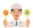 Man wearing factory worker uniform. Factory worker Man cartoon character. People face profiles avatars and icons. Concept for Q&A.