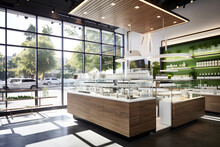 Cannabis Dispensary With Product Display And Modern Clean Architecture 