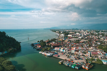 Aerial View of the ship docked at Batang Arau Padang, West Sumatra
