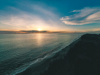 Sticker - aerial view of the afternoon beach sunset in Jambak, Padang City, West Sumatra