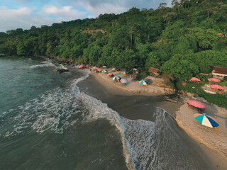 Sticker - aerial view of the white sand beach of Padang City, West Sumatra