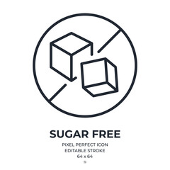 Wall Mural - Sugar free editable stroke outline icon isolated on white background flat vector illustration. Pixel perfect. 64 x 64.