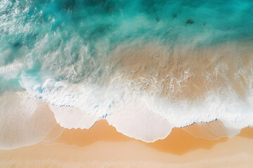  Aerial view of beautiful tropical beach with turquoise ocean waves.GenerativeAI.
