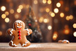 Lebkuchenmann mit Weihnachtshintergrund