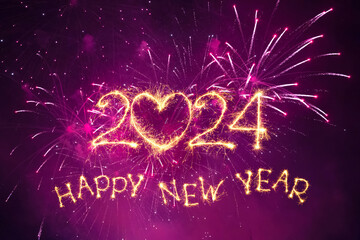 Wall Mural - Creative Greeting card Happy New Year 2024.