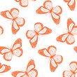 Seamless pattern with orange butterfly