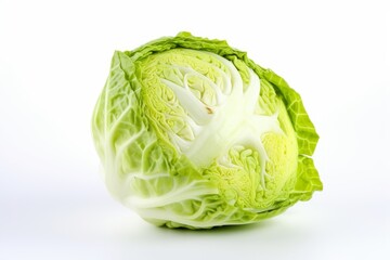 Wall Mural - A fresh head of cabbage on a clean white background