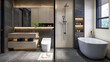 3d render modern bathroom full scene interior 