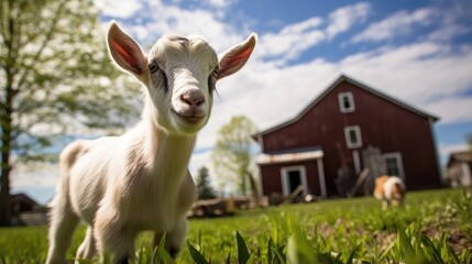 serene beauty of farm life with goats.