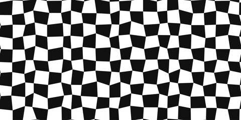 Fototapete - A checkerboard pattern of black and white cells. Vector curve chess pattern.