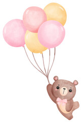 Wall Mural - teddy bear with balloons