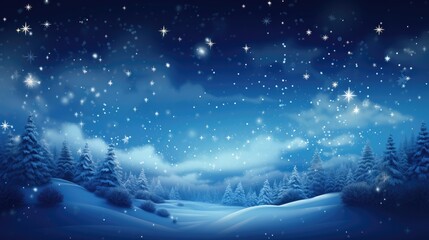 Canvas Print - Snowflakes gently fall from the night sky, creating a serene and magical atmosphere.