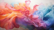 Rainbow Colorful Smoke Or Abstract Wave Swirl On White Background