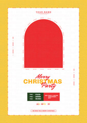Wall Mural - merry Christmas party  poster or flyer design with paper texture 