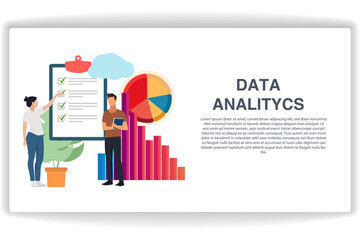 Wall Mural - a man is carrying a book. website page data analitycs. modern flat design concept of web page design