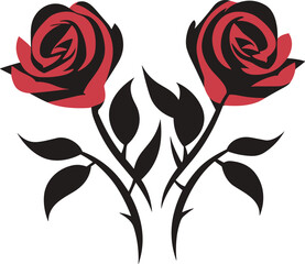 two roses vector illustration on isolated background, two roses for sticker and wall art