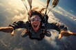 Capturing the thrilling moment of a skydiver in freefall during a parachute jump.'generative AI'