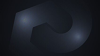 Wall Mural - black simple abstract background with lines in a curved style geometric style as the main element.