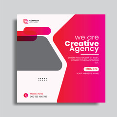 vector social media post design. creative marketing or digital marketing agency editable social media square banner template.