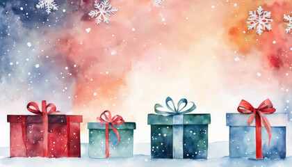 Wall Mural - Abstract christmas gifts with snowflakes and copy space 