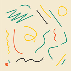  Abstract colorful lines illustration. Line art pattern background