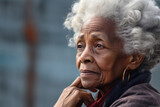 Thoughtful senior black woman