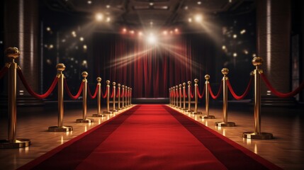 Red carpet rolling out in front of glamorous movie