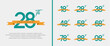 © akhmad - set of anniversary logo green color number and orange ribbon on white background for celebration