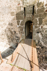 Drawbridge outside the entrance of Castillo de Santa Barbara, Teguise, Lanzarote.