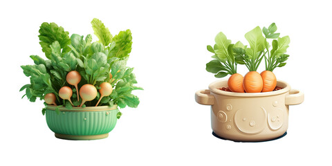 Sticker - Pot with vegetables transparent background