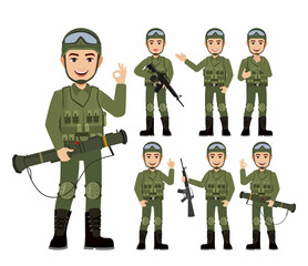 Wall Mural - Set of soldier with different poses