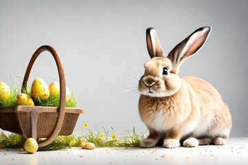 Wall Mural - easter bunny with easter eggs