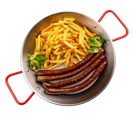 Sticker - Grilled thin sausage served with French fries