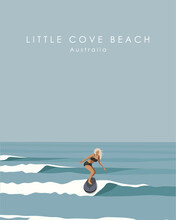 Little Cove Beach Australia Travel Poster Surf Banner