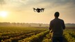 © Jorge Ferreiro - agricultural engineer piloting a drone to monitor in the field