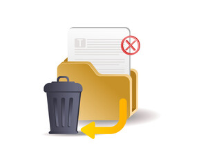 Aufkleber - Trash folder data isometric illustration concept