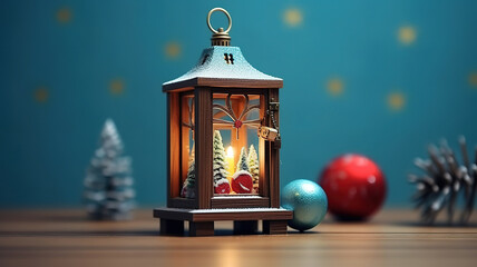 Christmas lantern realistic set with decoration for celebration symbols. Generative Ai