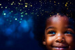 © the_lightwriter - Happy kids with golden bokeh light particles. Holiday concept.