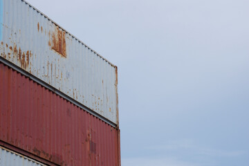 Wall Mural - Industrial container boxes from cargo ship for import export concept