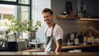 © Jugoslav - A Cheerful Male Barista in His Element, Spreading Joy Through Coffee