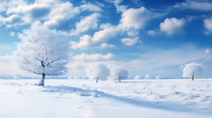 Wall Mural - Horizontal shot of a male standing in a snowy area with a lot of high mountains. Generative Ai