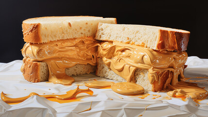 Wall Mural - A confident peanut butter and jelly sandwich ready to take on the day. Generative Ai